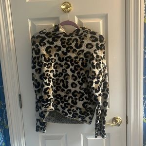 Aqua hooded leopard print sweater
